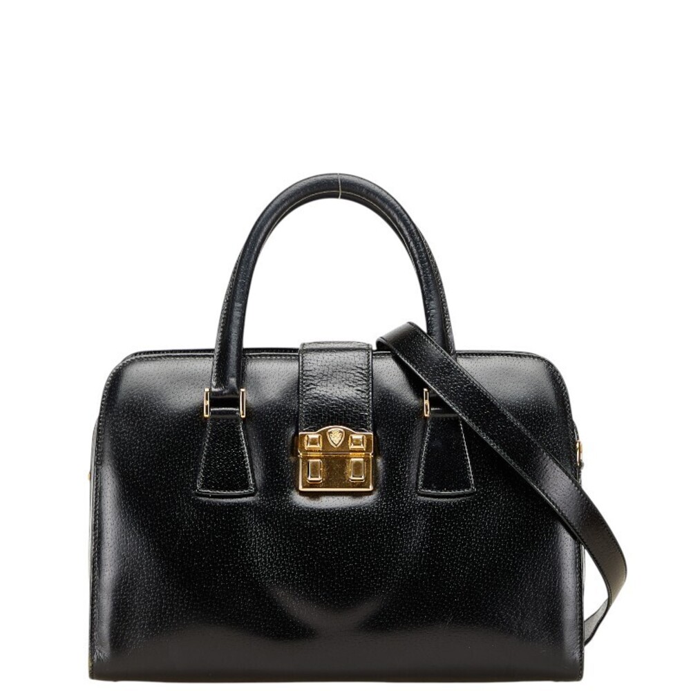 Gucci top handle 2way satchel Pebbled Black